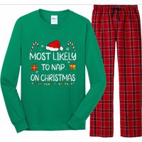 Most Likely To Nap On Christmas Family Funny Matching Long Sleeve Pajama Set