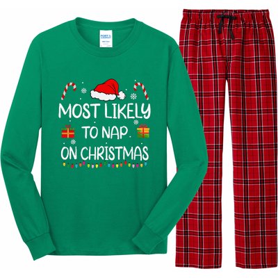 Most Likely To Nap On Christmas Family Funny Matching Long Sleeve Pajama Set