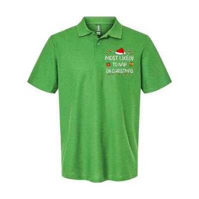 Most Likely To Nap On Christmas Family Funny Matching Softstyle Adult Sport Polo