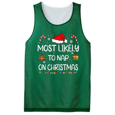 Most Likely To Nap On Christmas Family Funny Matching Mesh Reversible Basketball Jersey Tank