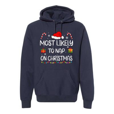 Most Likely To Nap On Christmas Family Funny Matching Premium Hoodie