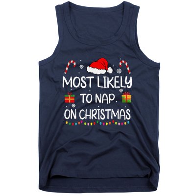 Most Likely To Nap On Christmas Family Funny Matching Tank Top