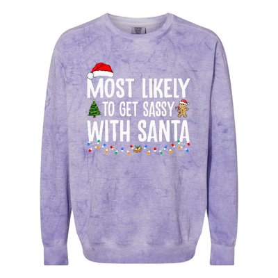 Most Likely To Get Sassy with Santa Funny Family Christmas Colorblast Crewneck Sweatshirt