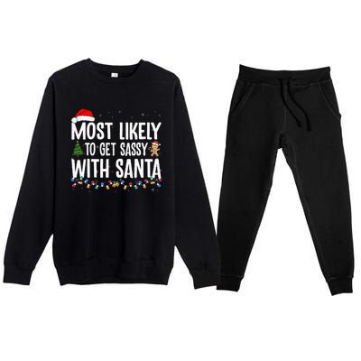 Most Likely To Get Sassy with Santa Funny Family Christmas Premium Crewneck Sweatsuit Set