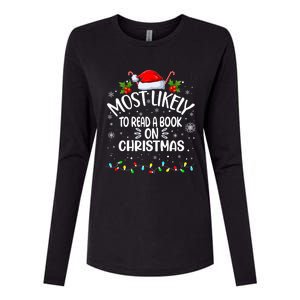 Most Likely To Read A Book On Christmas Womens Cotton Relaxed Long Sleeve T-Shirt