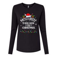 Most Likely To Read A Book On Christmas Womens Cotton Relaxed Long Sleeve T-Shirt