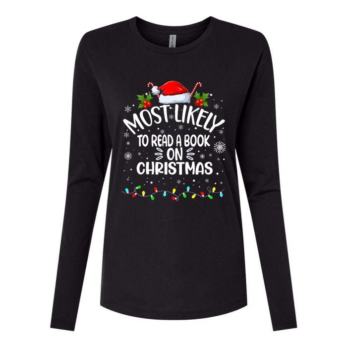 Most Likely To Read A Book On Christmas Womens Cotton Relaxed Long Sleeve T-Shirt