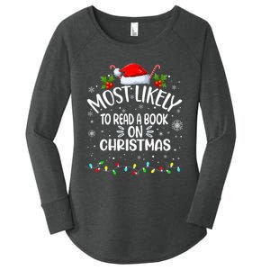 Most Likely To Read A Book On Christmas Women's Perfect Tri Tunic Long Sleeve Shirt