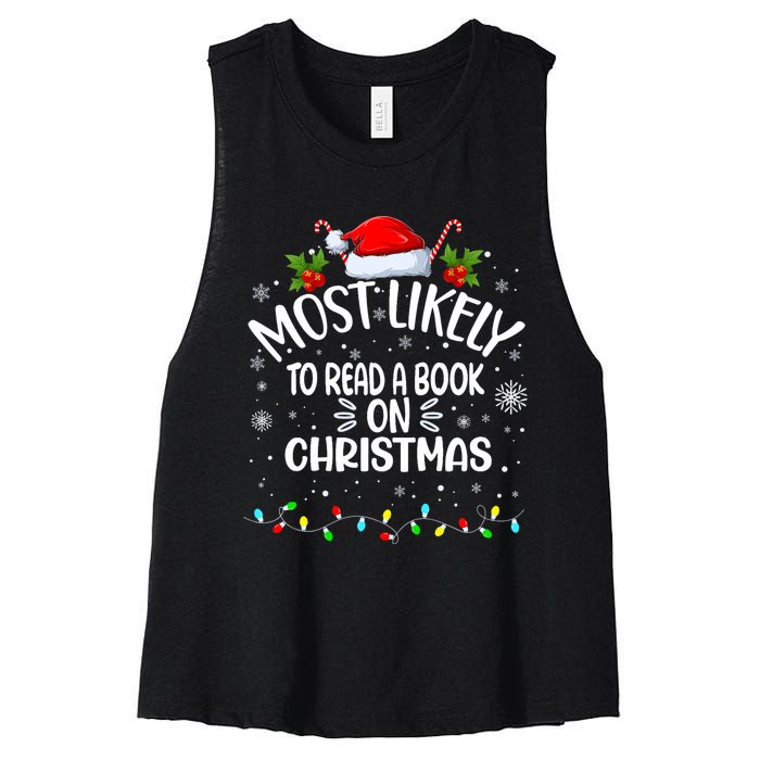 Most Likely To Read A Book On Christmas Women's Racerback Cropped Tank