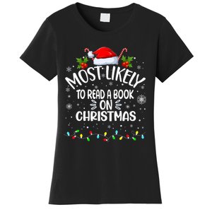 Most Likely To Read A Book On Christmas Women's T-Shirt