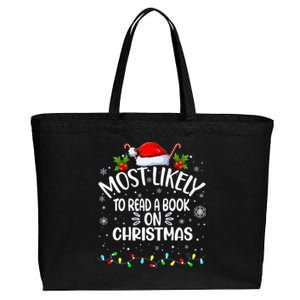 Most Likely To Read A Book On Christmas Cotton Canvas Jumbo Tote