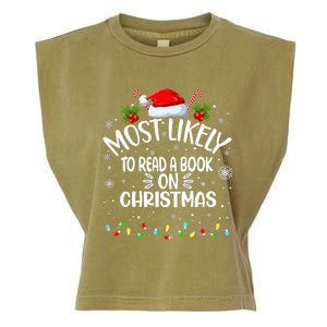 Most Likely To Read A Book On Christmas Garment-Dyed Women's Muscle Tee