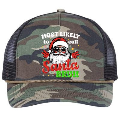 Most Likely To Call Santa Bruh Family Christmas Funny Retro Rope Trucker Hat Cap