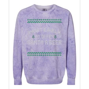 Most Likely To Offer Santa A Beer Ugly Christmas Shirts For Family Colorblast Crewneck Sweatshirt