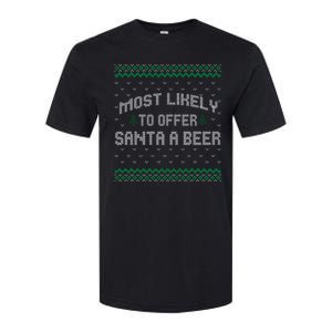 Most Likely To Offer Santa A Beer Ugly Christmas Shirts For Family Softstyle CVC T-Shirt