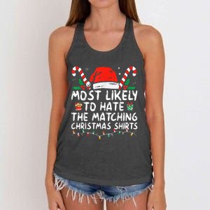 Most Likely To Hate Matching Christmas Funny Family Matching Women's Knotted Racerback Tank