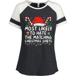 Most Likely To Hate Matching Christmas Funny Family Matching Enza Ladies Jersey Colorblock Tee