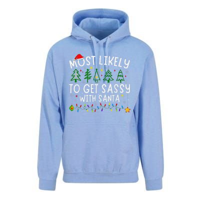 Most Likely To Get Sassy With Santa Matching Christmas Unisex Surf Hoodie