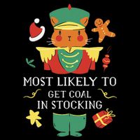 Most Likely To Get Coal In Stocking Christmas Stripe Pom Pom Beanie