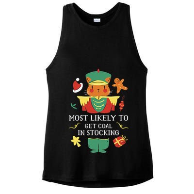 Most Likely To Get Coal In Stocking Christmas Ladies PosiCharge Tri-Blend Wicking Tank