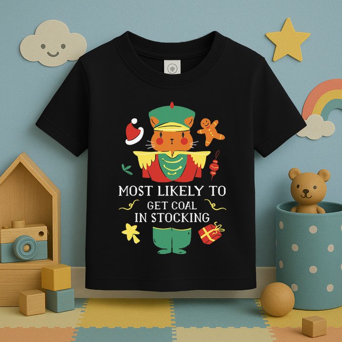 Most Likely To Get Coal In Stocking Christmas Toddler T-Shirt