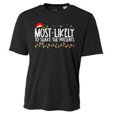 Most Likely To Shake The Presents Funny Family Christmas Cooling Performance Crew T-Shirt