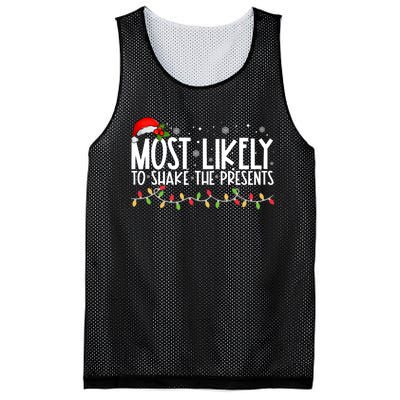 Most Likely To Shake The Presents Funny Family Christmas Mesh Reversible Basketball Jersey Tank