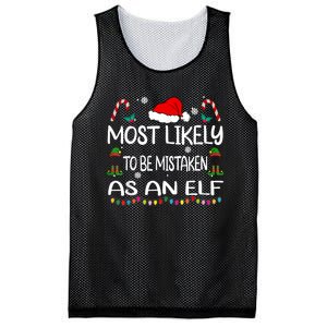 Most Likely To Be Mistaken As An Elf Christmas Family Mesh Reversible Basketball Jersey Tank