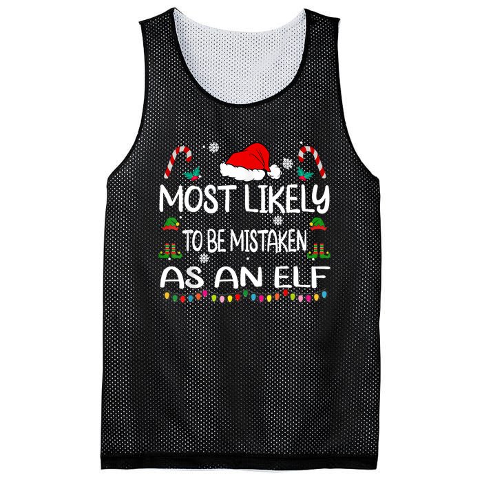 Most Likely To Be Mistaken As An Elf Christmas Family Mesh Reversible Basketball Jersey Tank