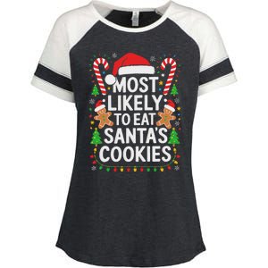 Most Likely To Eat SantaS Cookies Family Christmas Enza Ladies Jersey Colorblock Tee