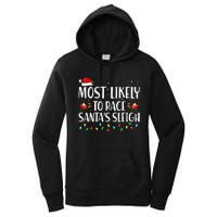 Most Likely To Race Santa's Sleigh Family Christmas Pajamas Women's Pullover Hoodie