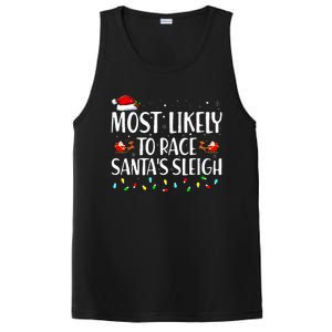 Most Likely To Race Santa's Sleigh Family Christmas Pajamas PosiCharge Competitor Tank