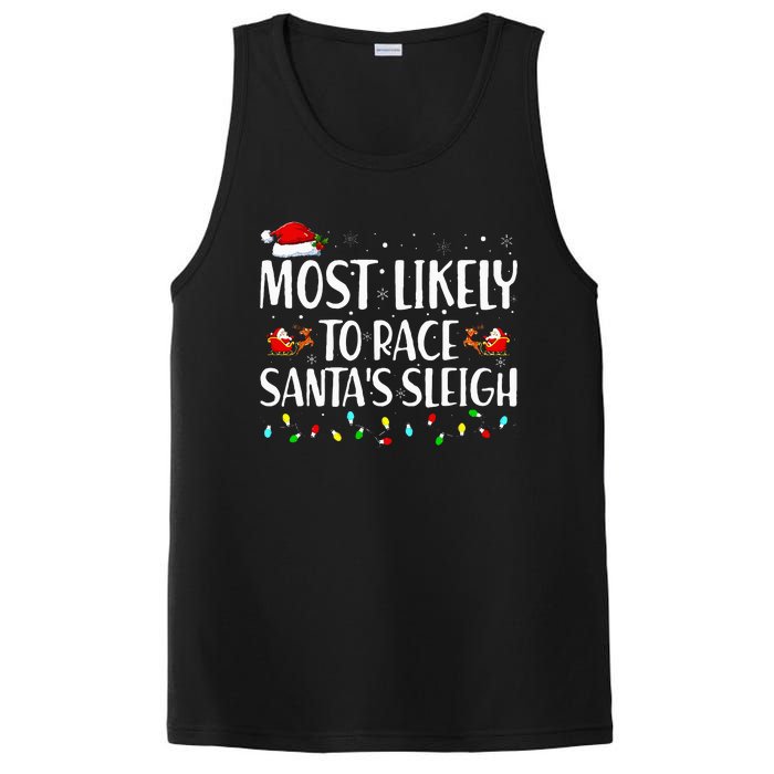 Most Likely To Race Santa's Sleigh Family Christmas Pajamas PosiCharge Competitor Tank