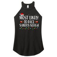 Most Likely To Race Santa's Sleigh Family Christmas Pajamas Women's Perfect Tri Rocker Tank