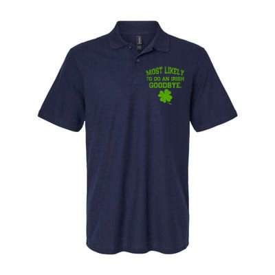 Most Likely To Do An Irish Goodbye Funny Gift Softstyle Adult Sport Polo