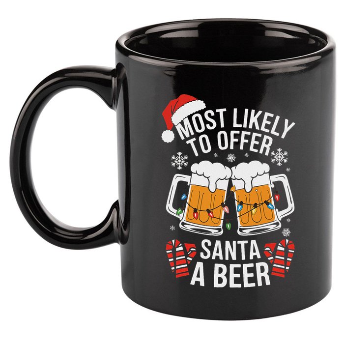 Most Likely To Offer Santa A Beer Christmas Drinking 11oz C Handle Ceramic Mug