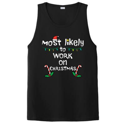 Most Likely To Work Christmas Xmas Family Matching PosiCharge Competitor Tank