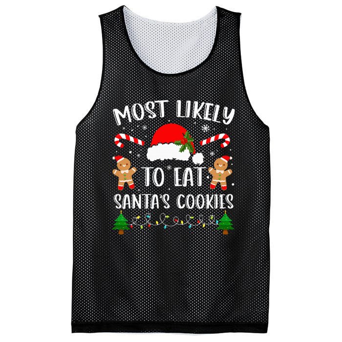 Most Likely To Eat Santa's Cookies Christmas Matching Family Mesh Reversible Basketball Jersey Tank