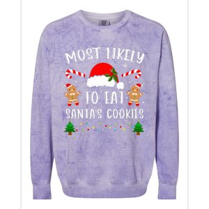 Most Likely To Eat Santa's Cookies Christmas Matching Family Colorblast Crewneck Sweatshirt