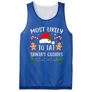 Most Likely To Eat Santa's Cookies Christmas Matching Family Mesh Reversible Basketball Jersey Tank