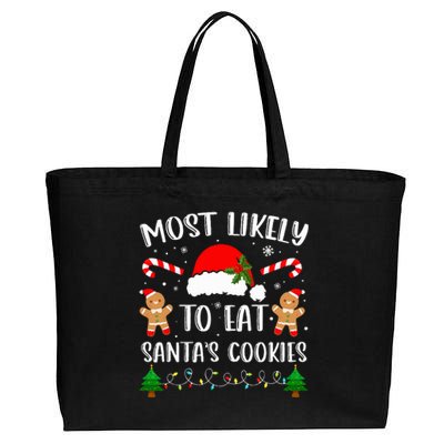 Most Likely To Eat Santa's Cookies Christmas Matching Family Cotton Canvas Jumbo Tote