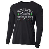 Most Likely To Offer Santa A Beer Funny Drinking Christmas Cooling Performance Long Sleeve Crew