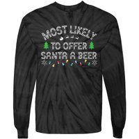 Most Likely To Offer Santa A Beer Funny Drinking Christmas Tie-Dye Long Sleeve Shirt