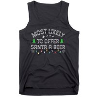 Most Likely To Offer Santa A Beer Funny Drinking Christmas Tank Top