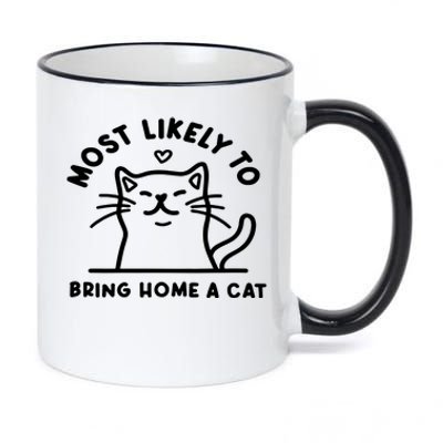 Most Likely To Bring Home A Cat Cute Lovers Christmas 11oz Black Color Changing Mug