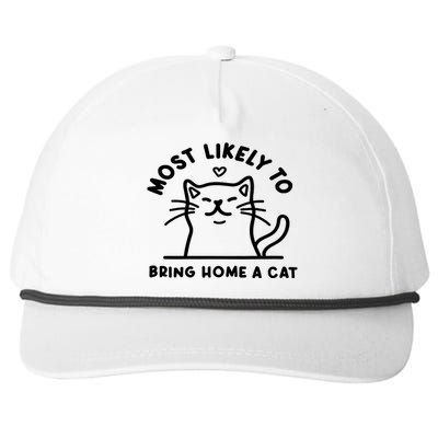 Most Likely To Bring Home A Cat Cute Lovers Christmas Snapback Five-Panel Rope Hat