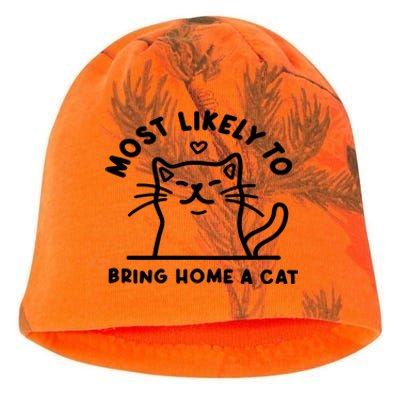 Most Likely To Bring Home A Cat Cute Lovers Christmas Kati - Camo Knit Beanie