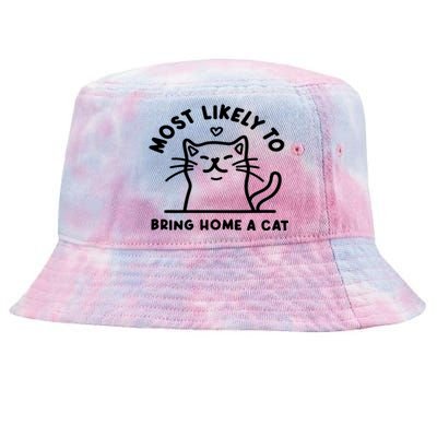 Most Likely To Bring Home A Cat Cute Lovers Christmas Tie-Dyed Bucket Hat