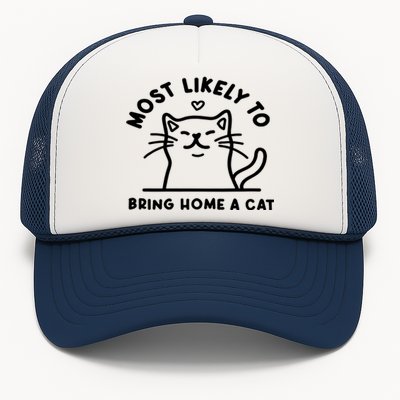 Most Likely To Bring Home A Cat Cute Lovers Christmas Trucker Hat