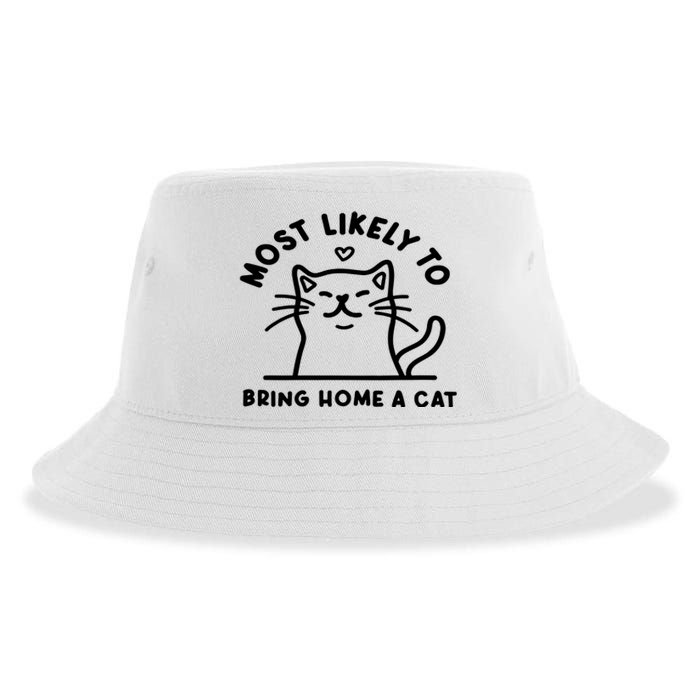 Most Likely To Bring Home A Cat Cute Lovers Christmas Sustainable Bucket Hat